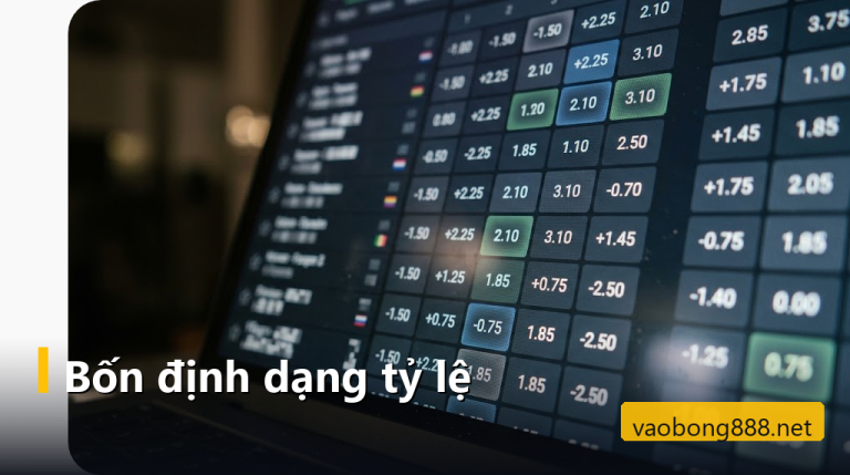 Màn hình bảng tỷ lệ cược bóng đá với các cột số dương và số âm