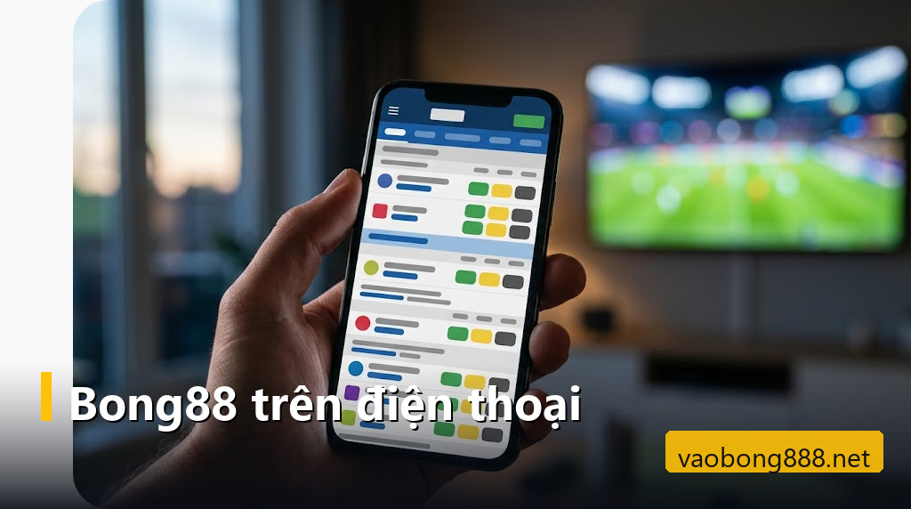 Điện thoại hiển thị danh sách trận bóng và tỷ lệ kèo trên giao diện Bong88 mobile
