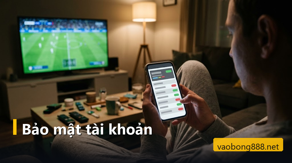 Người chơi kiểm tra số dư và lịch sử cược trên điện thoại khi xem bóng đá